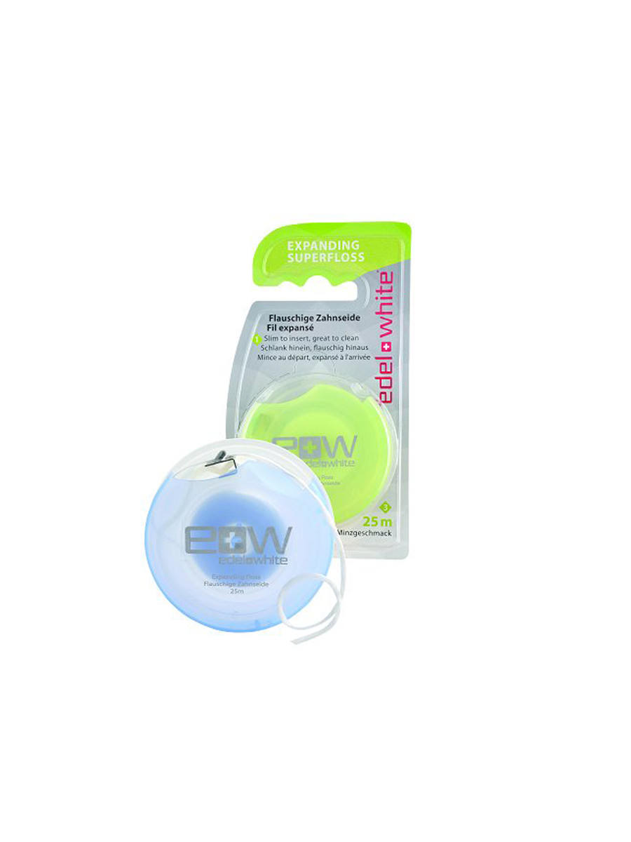 edel+white expanding superfloss dental tape 25m