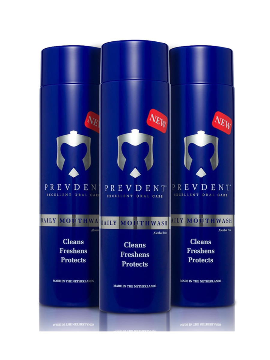 3 x PREVDENT alcohol free Daily Mouthwash