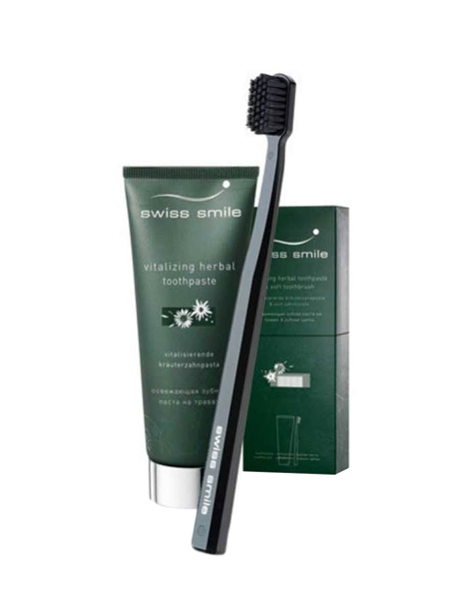 swiss smile Kräuter Zahnpasta und Zahnbürste - Aktionsset